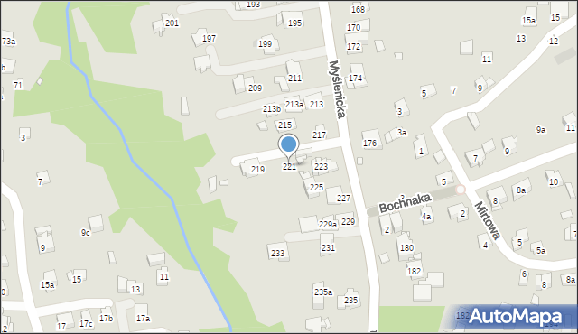 Kraków, Myślenicka, 221, mapa Krakowa