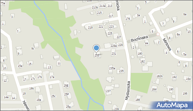 Kraków, Myślenicka, 233, mapa Krakowa