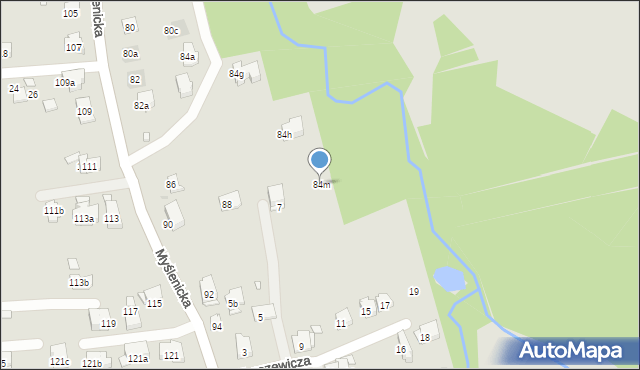 Kraków, Myślenicka, 84m, mapa Krakowa