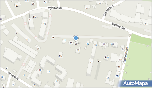 Kraków, Myśliwska, 25, mapa Krakowa