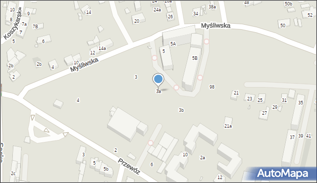 Kraków, Myśliwska, 3a, mapa Krakowa