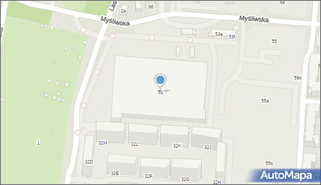 Kraków, Myśliwska, 51, mapa Krakowa