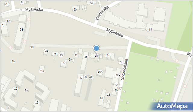 Kraków, Myśliwska, 53, mapa Krakowa