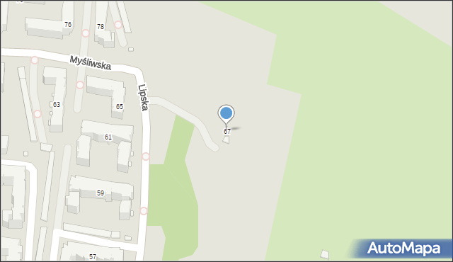 Kraków, Myśliwska, 67, mapa Krakowa