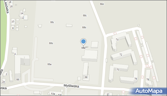 Kraków, Myśliwska, 68a, mapa Krakowa