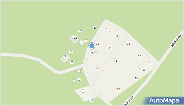 Krasiejów, Myślinka, 25, mapa Krasiejów