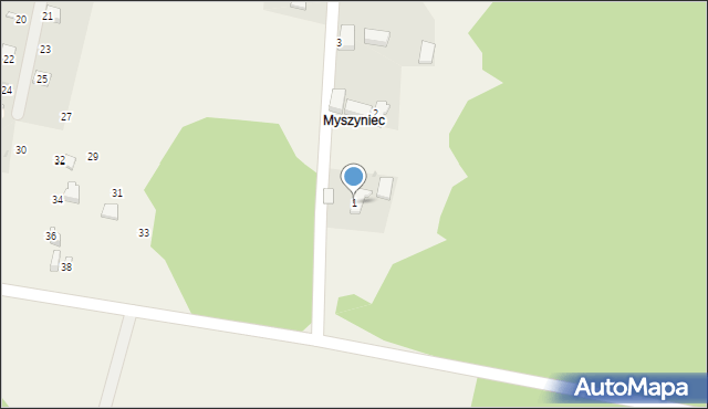 Kuźnica Głogowska, Myszyniec, 1, mapa Kuźnica Głogowska