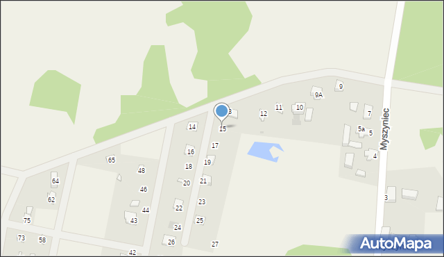 Kuźnica Głogowska, Myszyniec, 15, mapa Kuźnica Głogowska