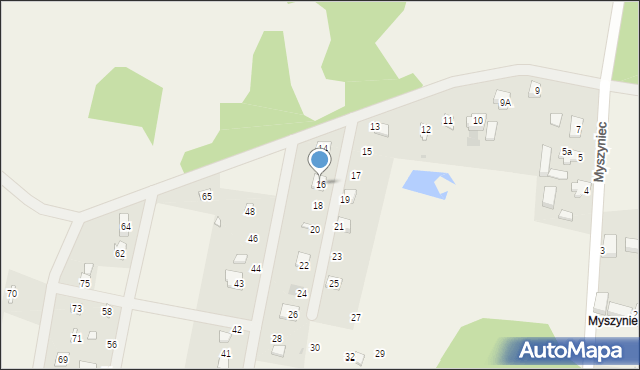 Kuźnica Głogowska, Myszyniec, 16, mapa Kuźnica Głogowska