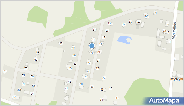 Kuźnica Głogowska, Myszyniec, 20, mapa Kuźnica Głogowska