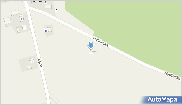 Łącko, Myśliwska, 2a, mapa Łącko