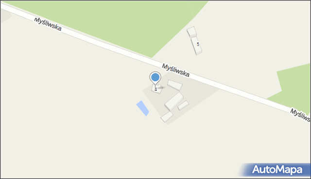 Łącko, Myśliwska, 4, mapa Łącko