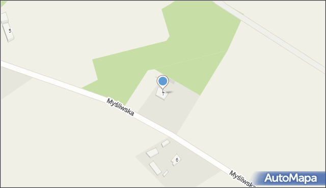 Łącko, Myśliwska, 7, mapa Łącko