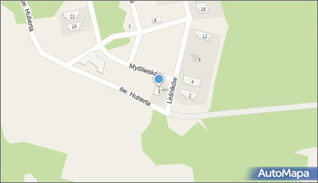 Leboszowice, Myśliwska, 1, mapa Leboszowice