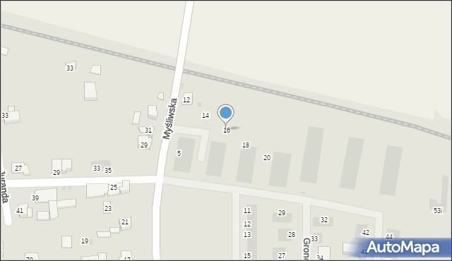 Leszno, Myśliwska, 16, mapa Leszno