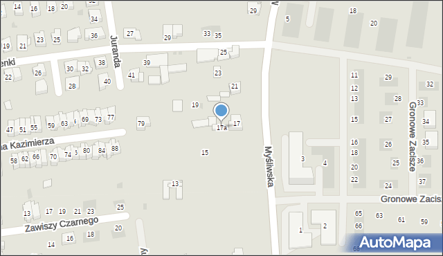 Leszno, Myśliwska, 17a, mapa Leszno