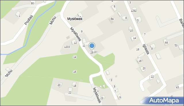 Lipowa, Mysłówek, 13, mapa Lipowa
