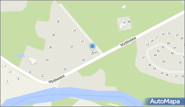 Łochów, Myśliwska, 10, mapa Łochów