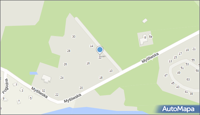 Łochów, Myśliwska, 12, mapa Łochów