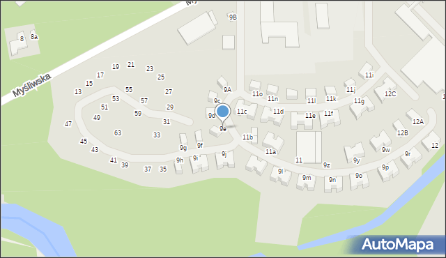 Łochów, Myśliwska, 9e, mapa Łochów