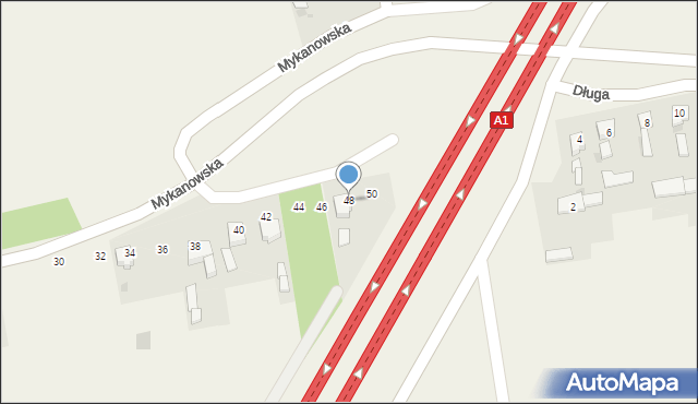 Łochynia, Mykanowska, 48, mapa Łochynia