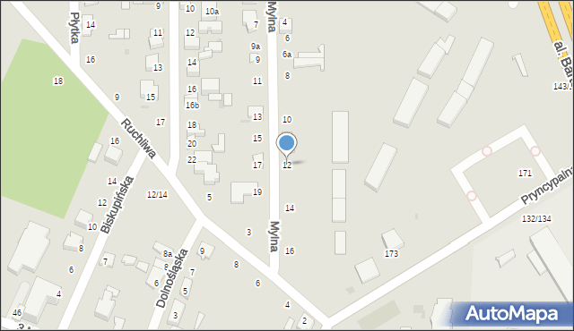 Łódź, Mylna, 12, mapa Łodzi