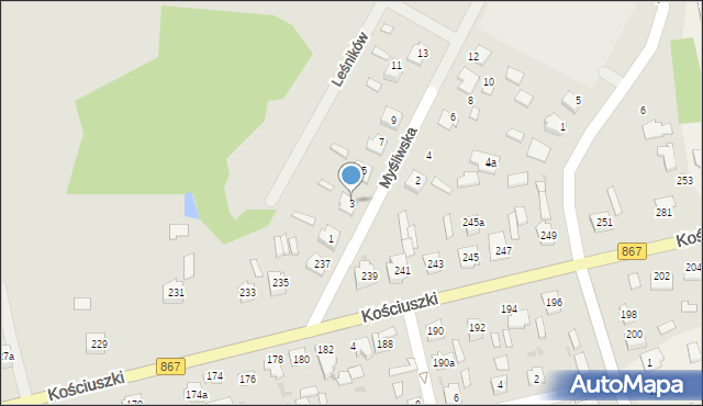 Lubaczów, Myśliwska, 3, mapa Lubaczów