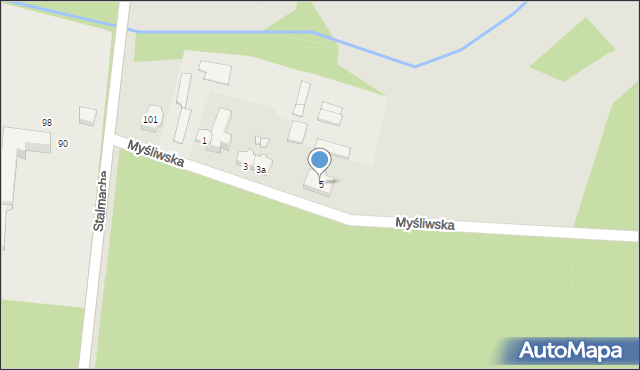 Lubliniec, Myśliwska, 5, mapa Lubliniec