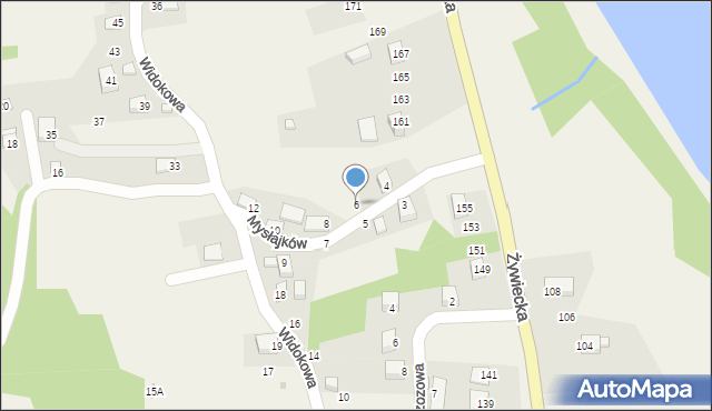 Międzybrodzie Bialskie, Mysłajków, 6, mapa Międzybrodzie Bialskie