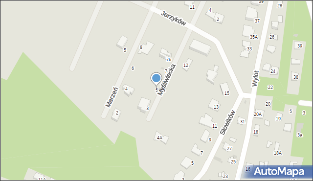 Milanówek, Myśliwiecka, 5, mapa Milanówek