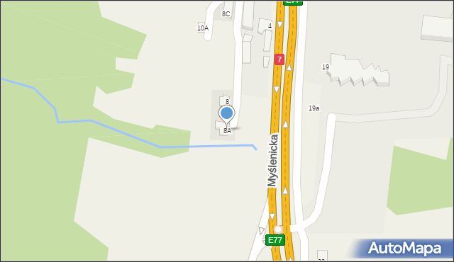 Mogilany, Myślenicka, 8A, mapa Mogilany