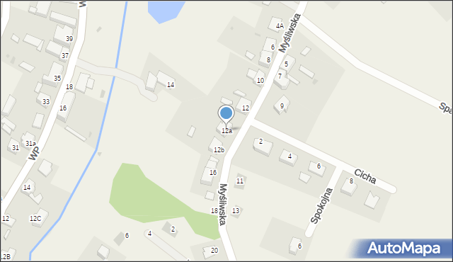 Mrowiny, Myśliwska, 12a, mapa Mrowiny