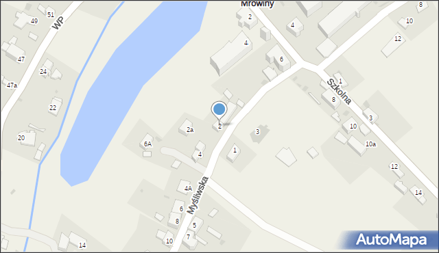 Mrowiny, Myśliwska, 2, mapa Mrowiny