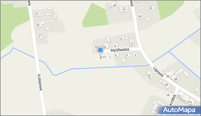 Murów, Myśliwska, 9, mapa Murów