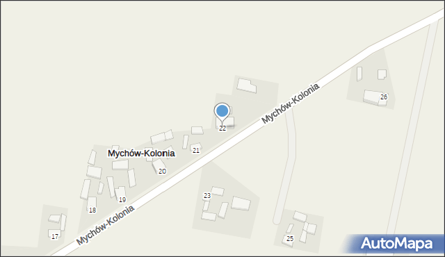 Mychów-Kolonia, Mychów-Kolonia, 22, mapa Mychów-Kolonia