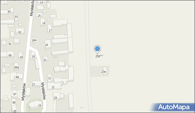 Mysłaków, Mysłaków, 20d, mapa Mysłaków