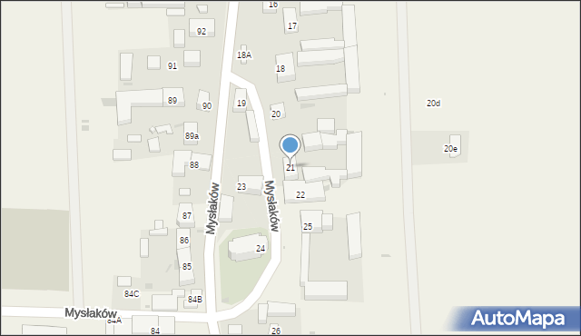 Mysłaków, Mysłaków, 21, mapa Mysłaków