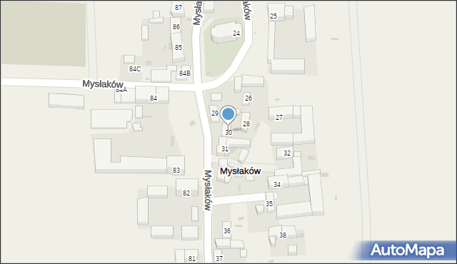 Mysłaków, Mysłaków, 30, mapa Mysłaków