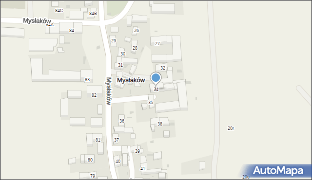 Mysłaków, Mysłaków, 34, mapa Mysłaków