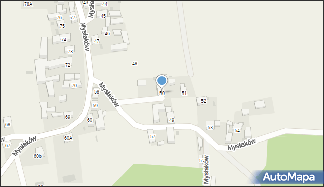 Mysłaków, Mysłaków, 50, mapa Mysłaków