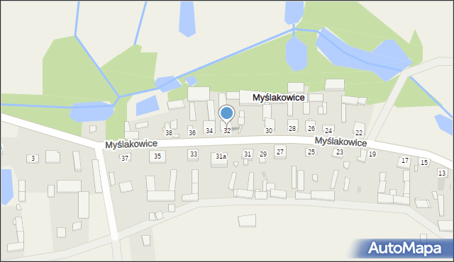 Myślakowice, Myślakowice, 32, mapa Myślakowice