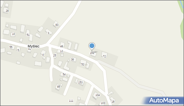 Myślec, Myślec, 102, mapa Myślec