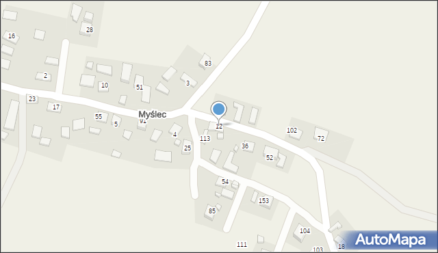 Myślec, Myślec, 12, mapa Myślec