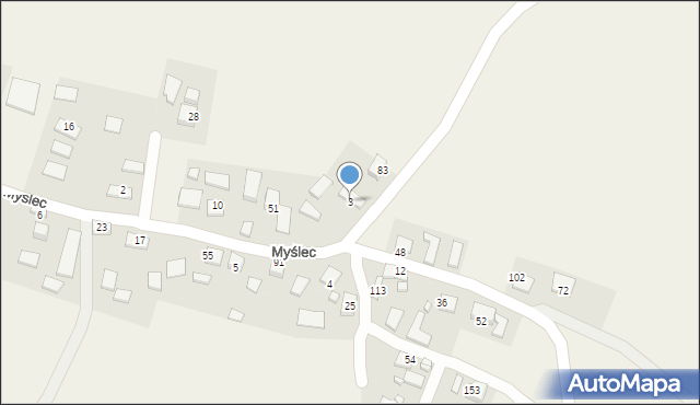 Myślec, Myślec, 3, mapa Myślec