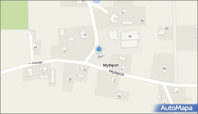 Myślęcin, Myślęcin, 12A, mapa Myślęcin