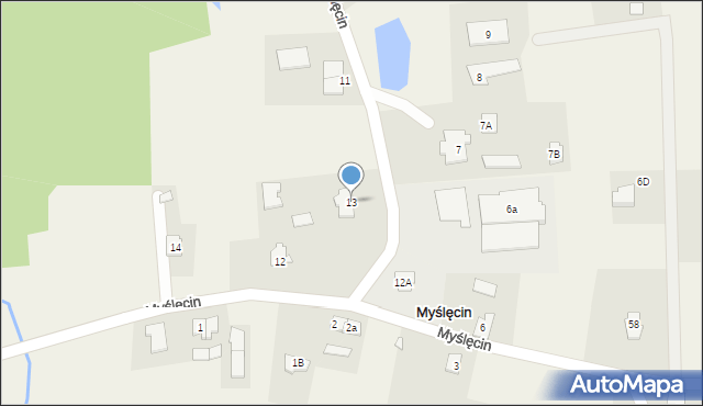 Myślęcin, Myślęcin, 13, mapa Myślęcin
