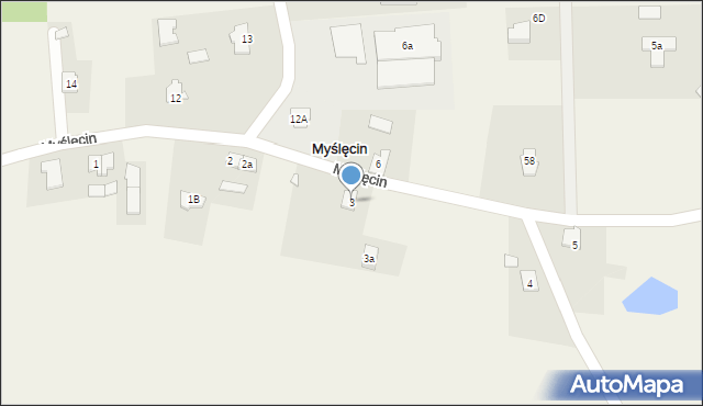 Myślęcin, Myślęcin, 3, mapa Myślęcin