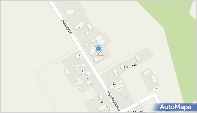 Myśliborzyce, Myśliborzyce, 11, mapa Myśliborzyce