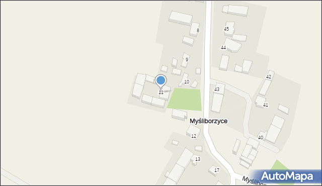 Myśliborzyce, Myśliborzyce, 11, mapa Myśliborzyce