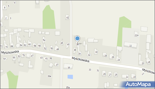 Mysłów, Myszkowska, 36, mapa Mysłów